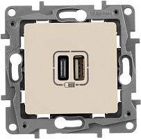 Розетка USB тип А+С без рамки Legrand Etika 2-м. 3000мА слоновая кость картинка